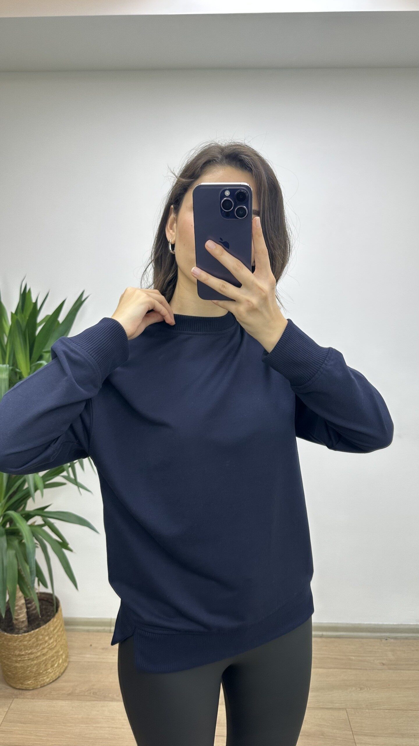 Lacivert Bisiklet Yaka Sweat