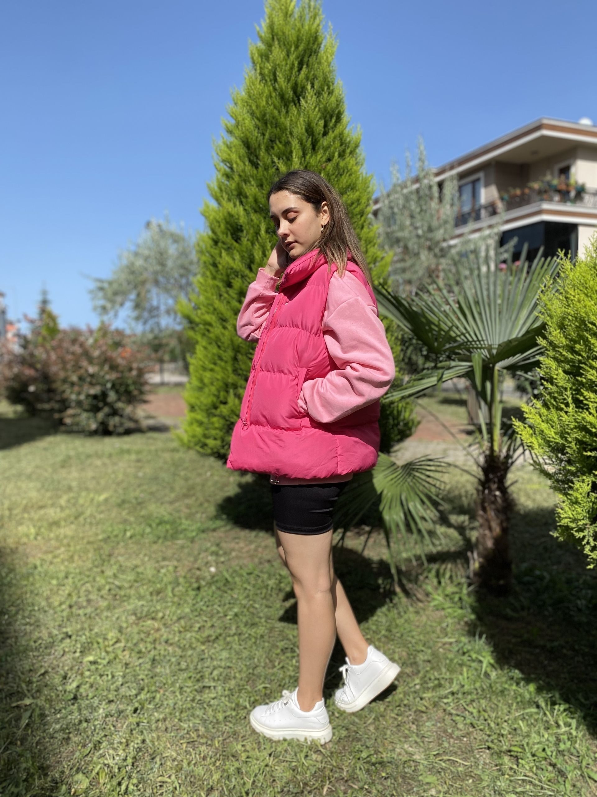 Pembe Oversize Şişme Yelek - Görsel 3