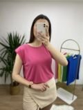 Fuşya Kolu Vatkalı Basic Tshirt