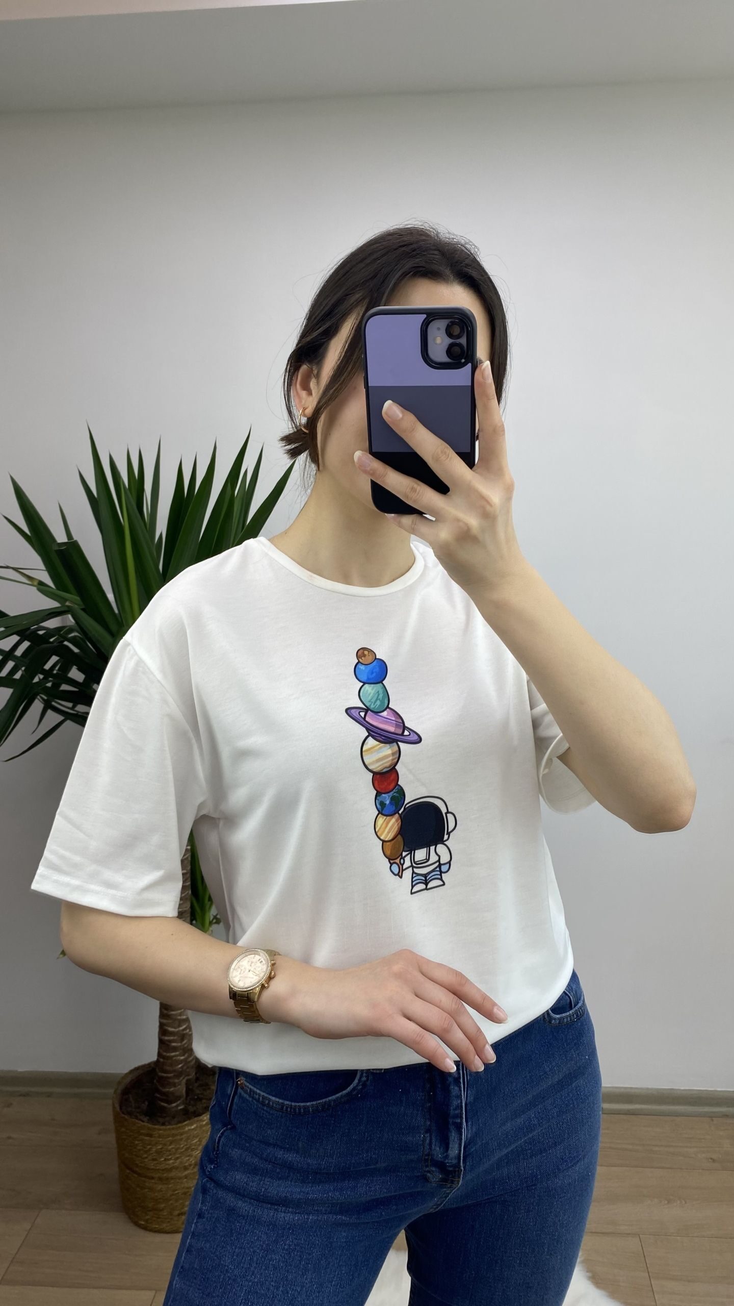 Gezegen Baskılı T-shirt - Görsel 3