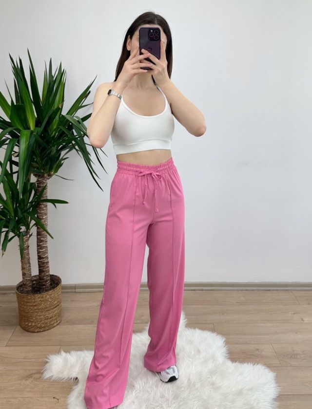 Pembe Dikiş Detay Palazzo