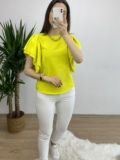 Sarı Kolları Volanlı Poplin Bluz