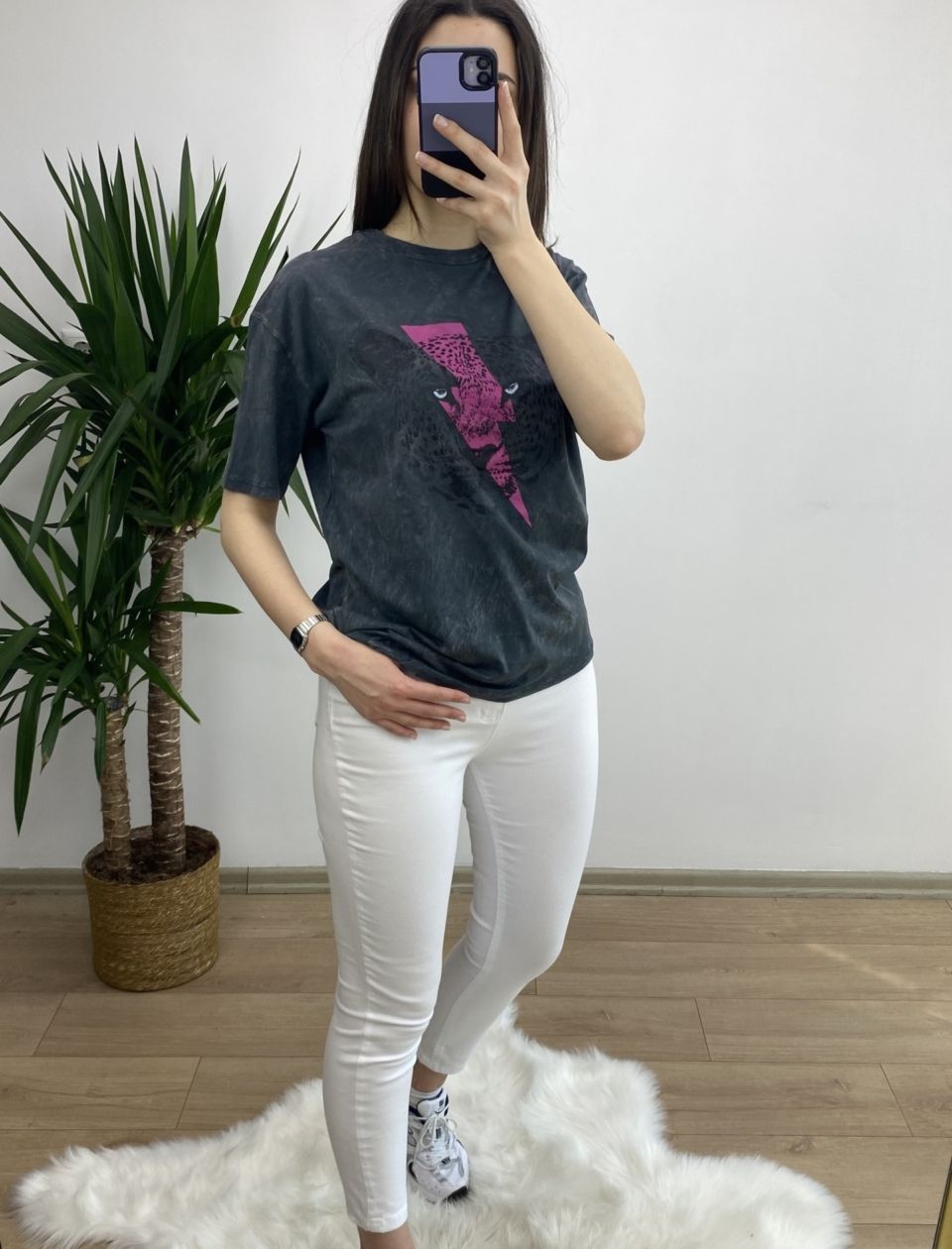 Şimşek Baskılı Füme Tshirt
