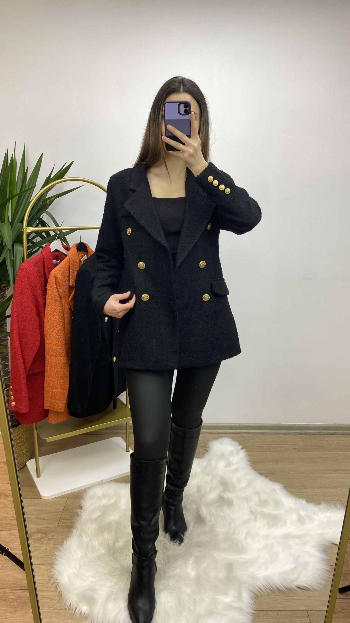 Siyah Tuvit Blazer Ceket