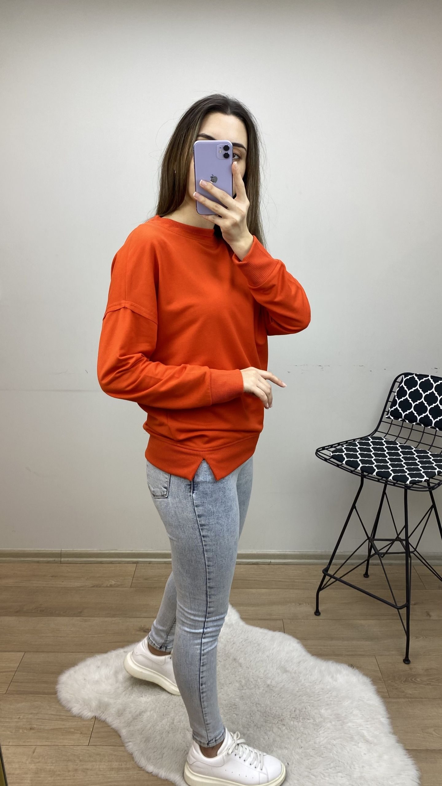 Nar Çiçeği Bisiklet Yaka Sweat - Görsel 3