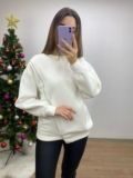 Beyaz Şerit Taşlı Tasarım Sweat