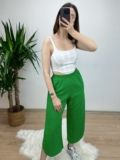 Yeşil Yırtmaçlı Keten Pantolon