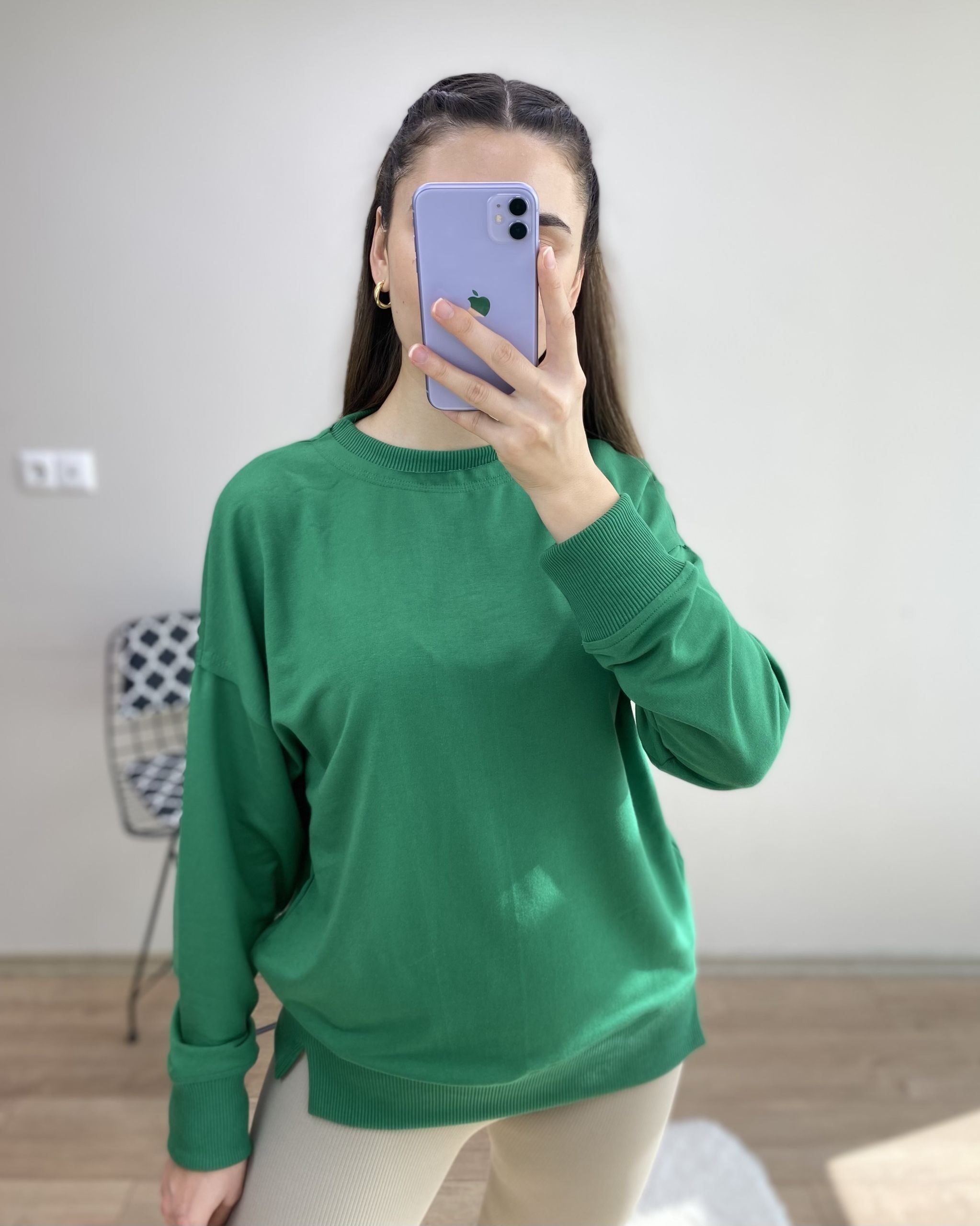 Yeşil Bisiklet Yaka Sweat