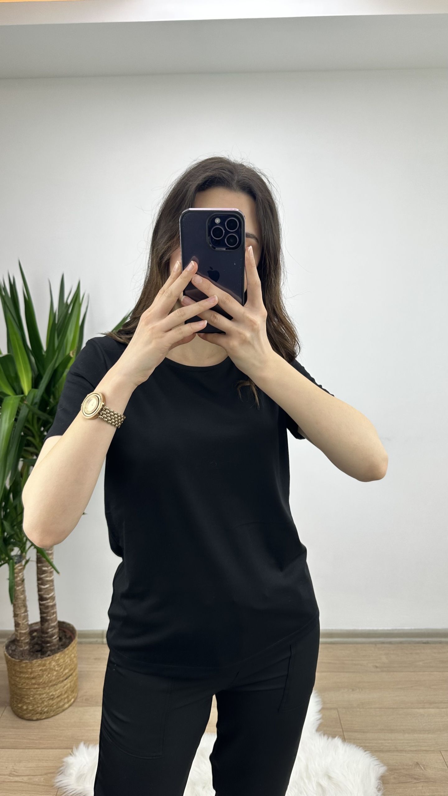 Siyah Modal Kumaş Basic Tshirt - Görsel 3