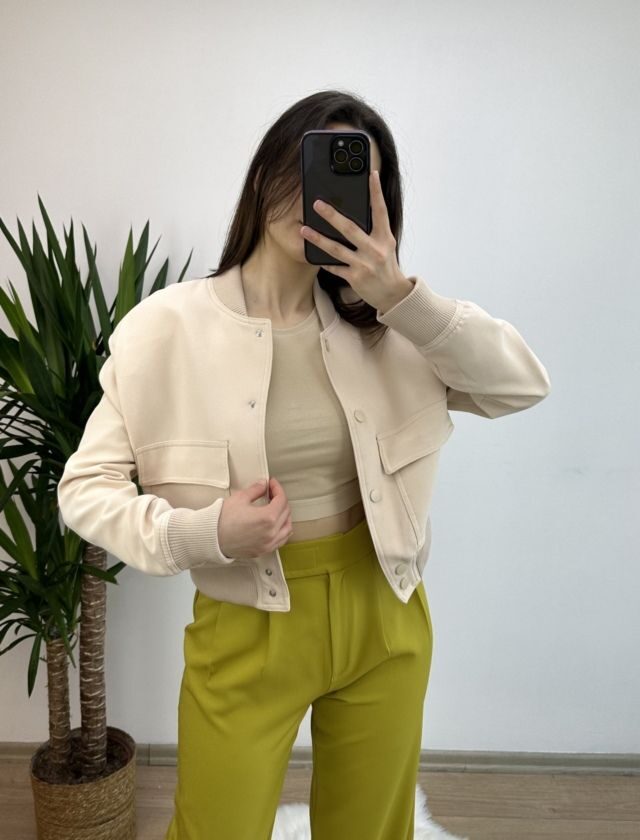 Bej Marka Model Bomber Ceket
