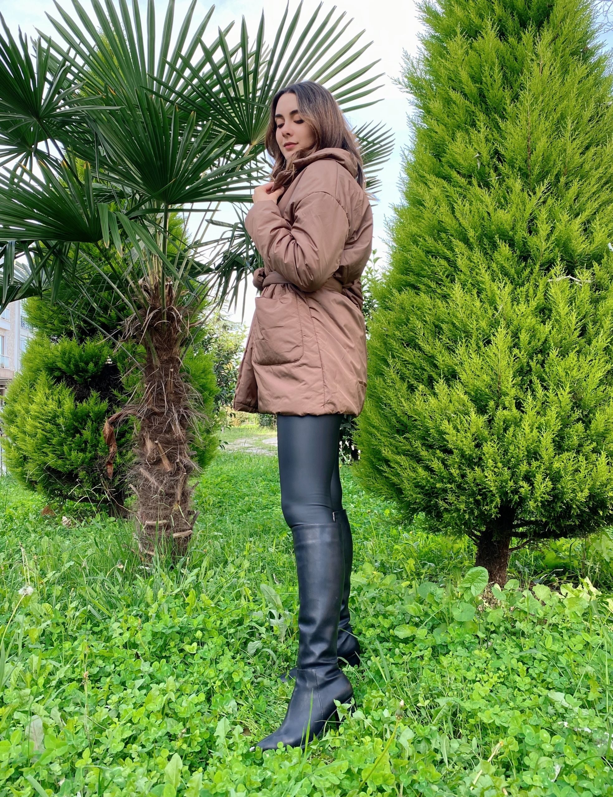 Kahve Belden Bağlamalı Mont - Görsel 4