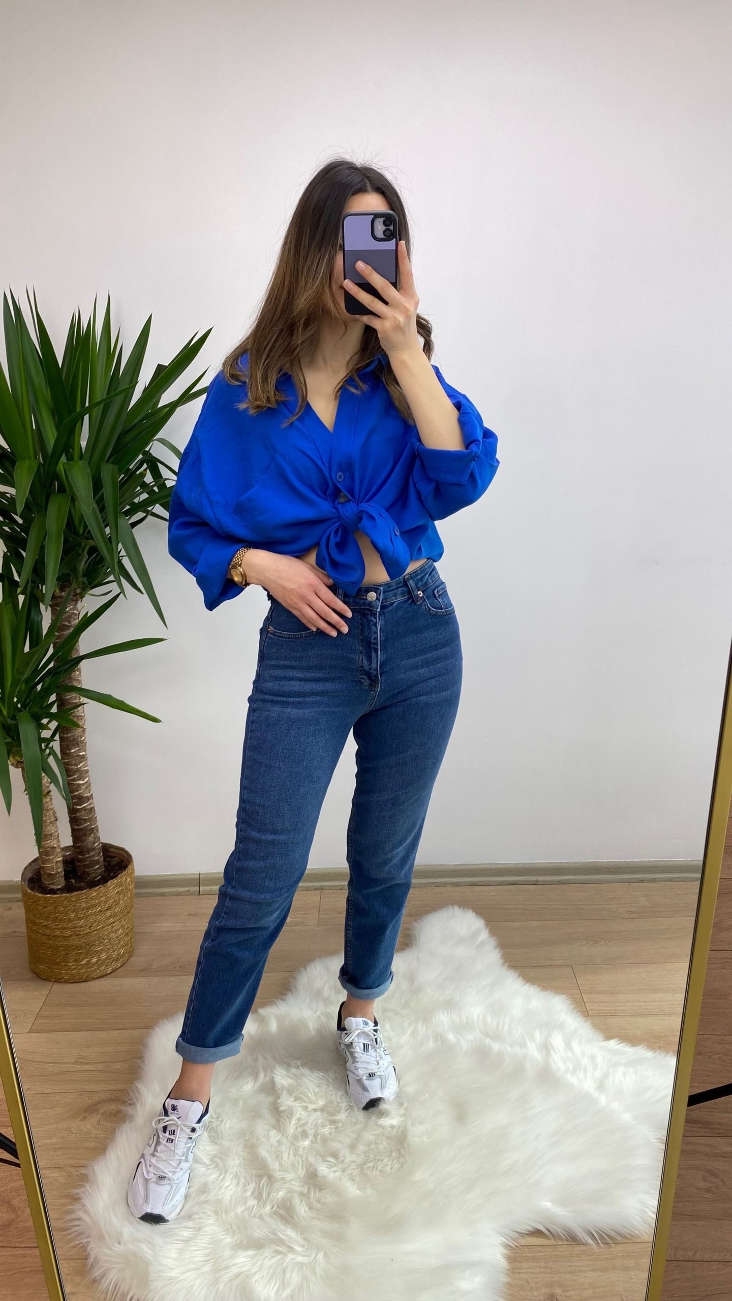 Mavi Zara Likralı Mom jean - Görsel 3