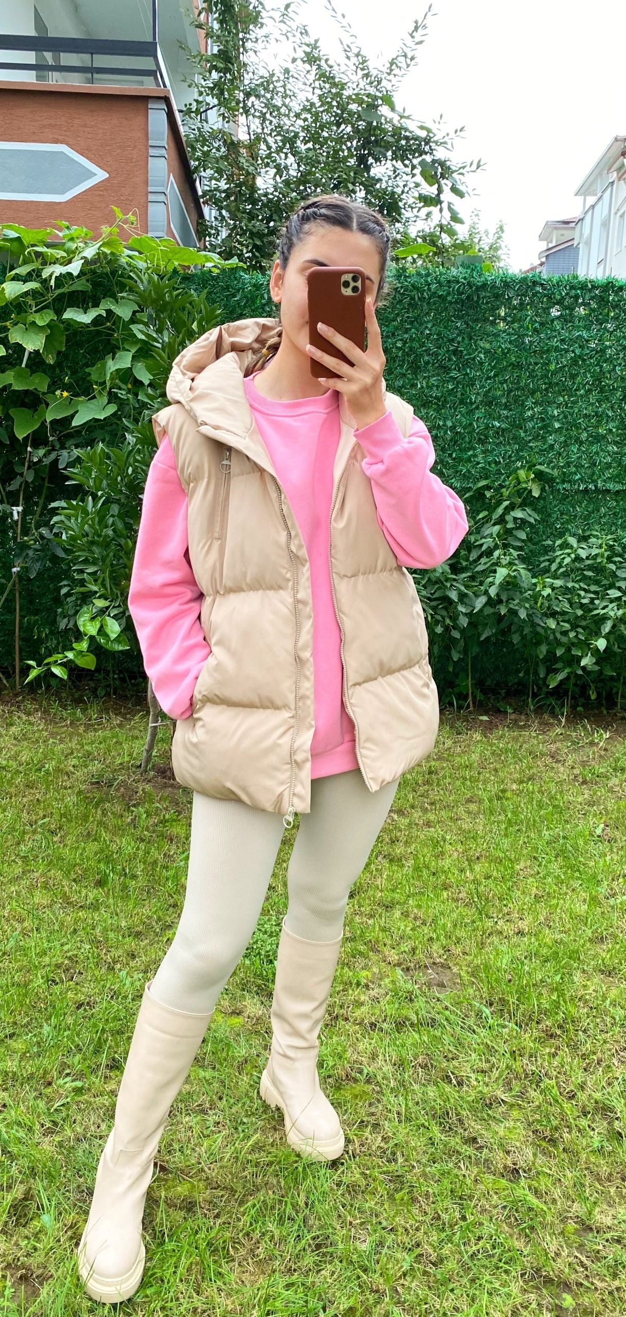 Bej Oversize Şişme Yelek - Görsel 2