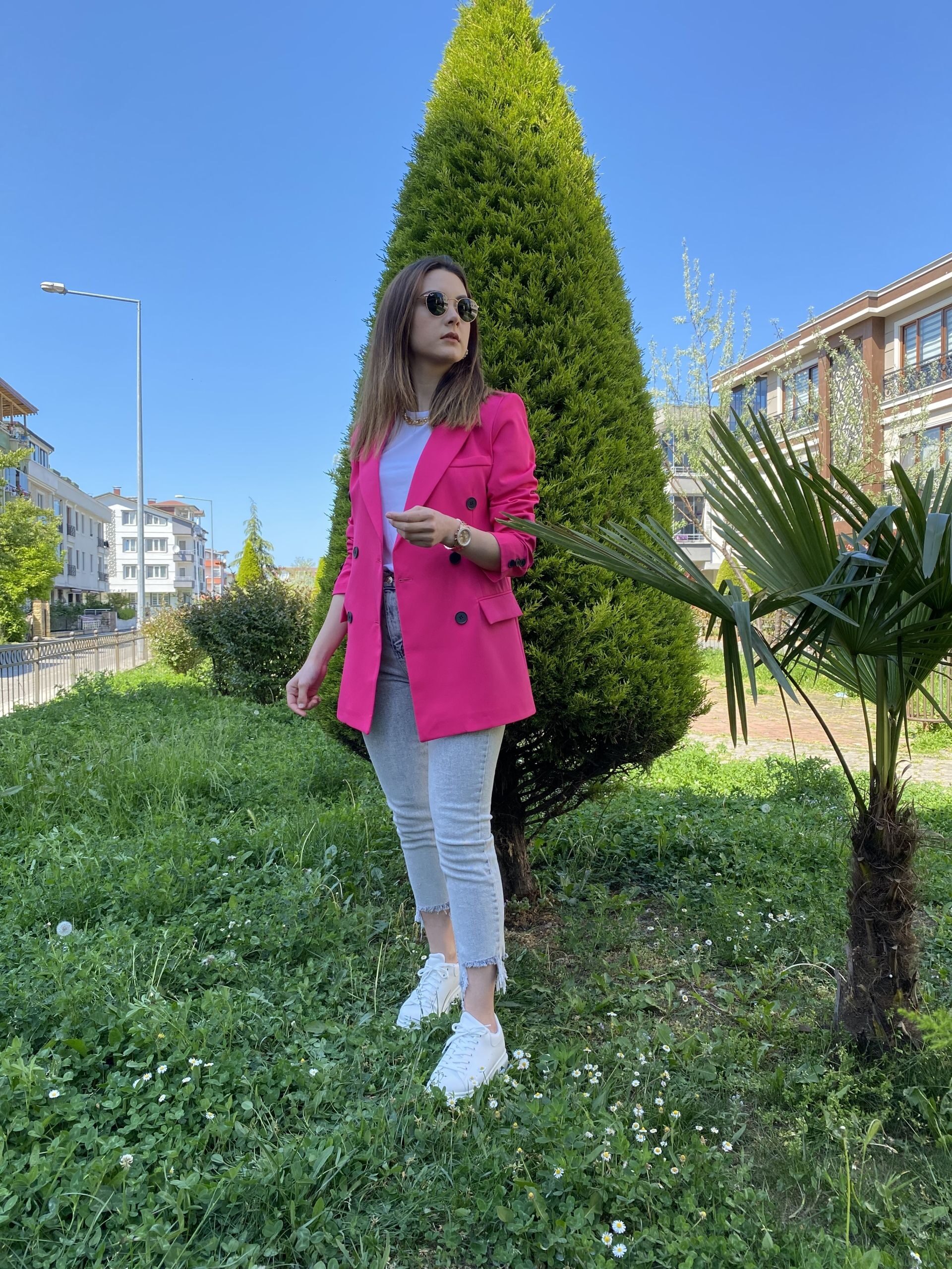 Fuşya Çift Düğme Blazer Ceket - Görsel 2