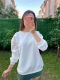 Ekru Şardonlu Oversize Sweat