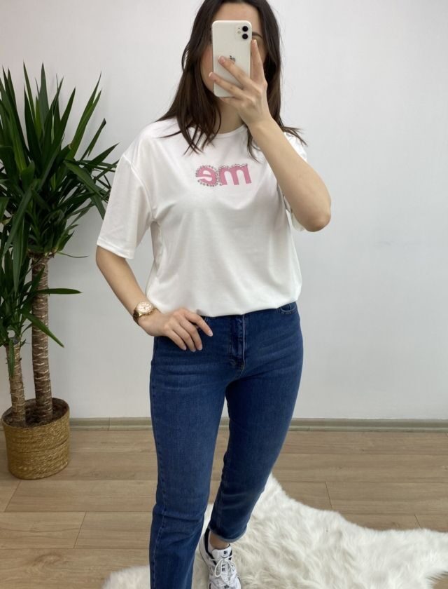 Pudra “me” Baskılı Tshirt