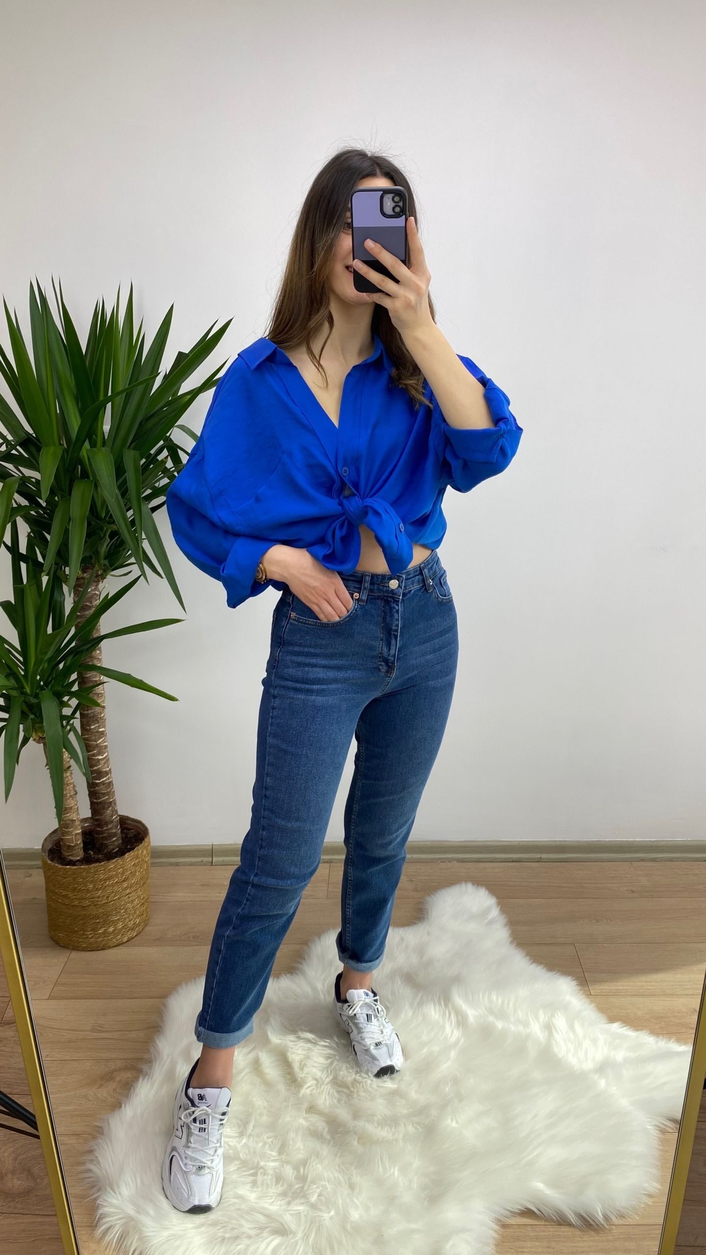 Mavi Zara Likralı Mom jean - Görsel 2