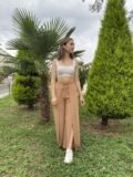 Camel Beli İpli Palazzo Pantolon