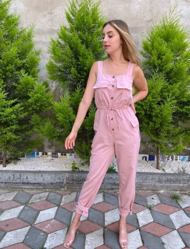Pembe Kalın Askılı Tulum