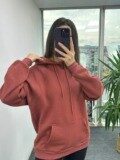 Kiremit Dikişli Kapşonlu Sweat