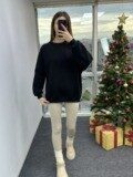 Siyah Oversize Şardonlu Sweat