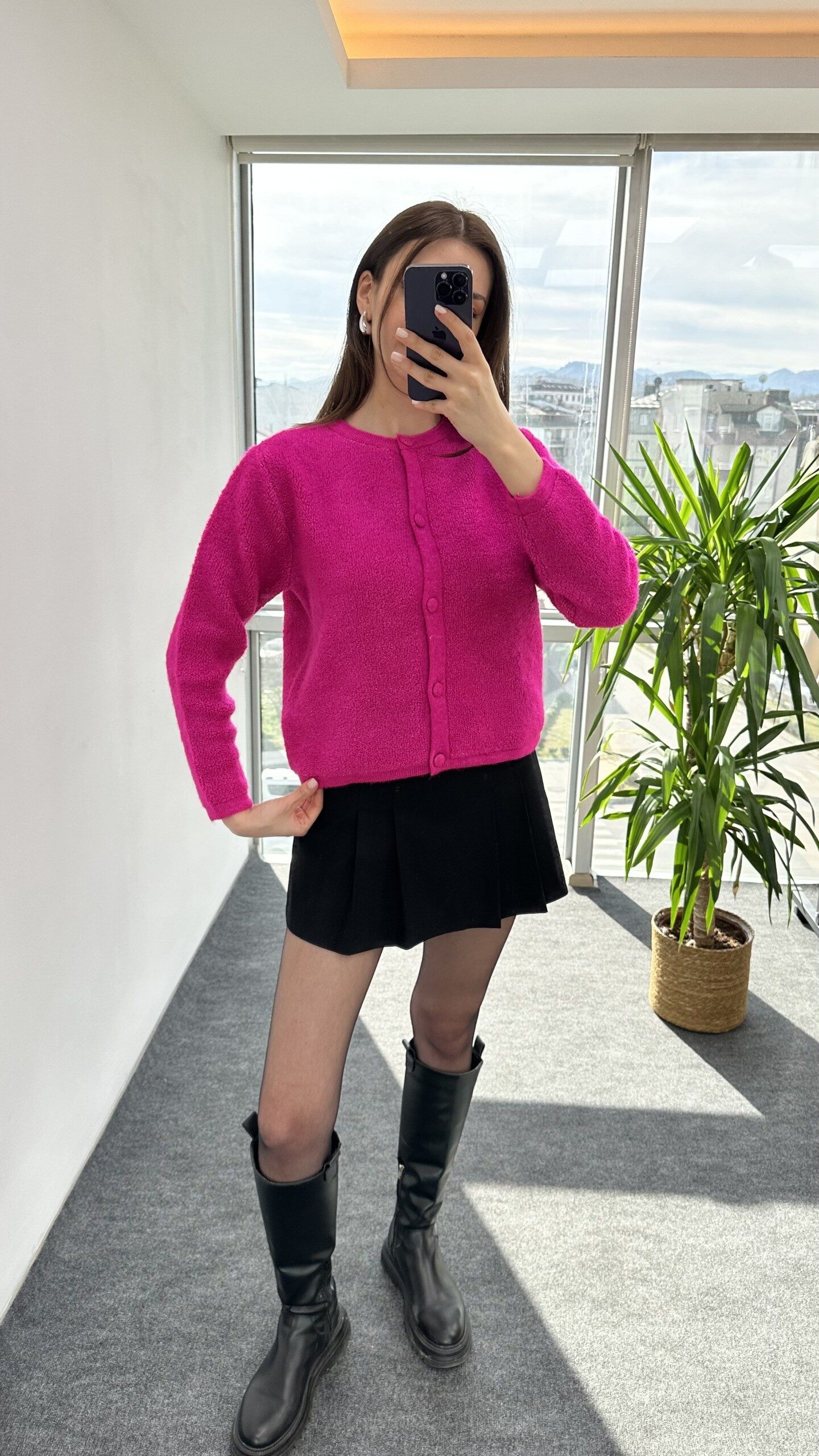 Pembe Yumoş Hırka - Görsel 4