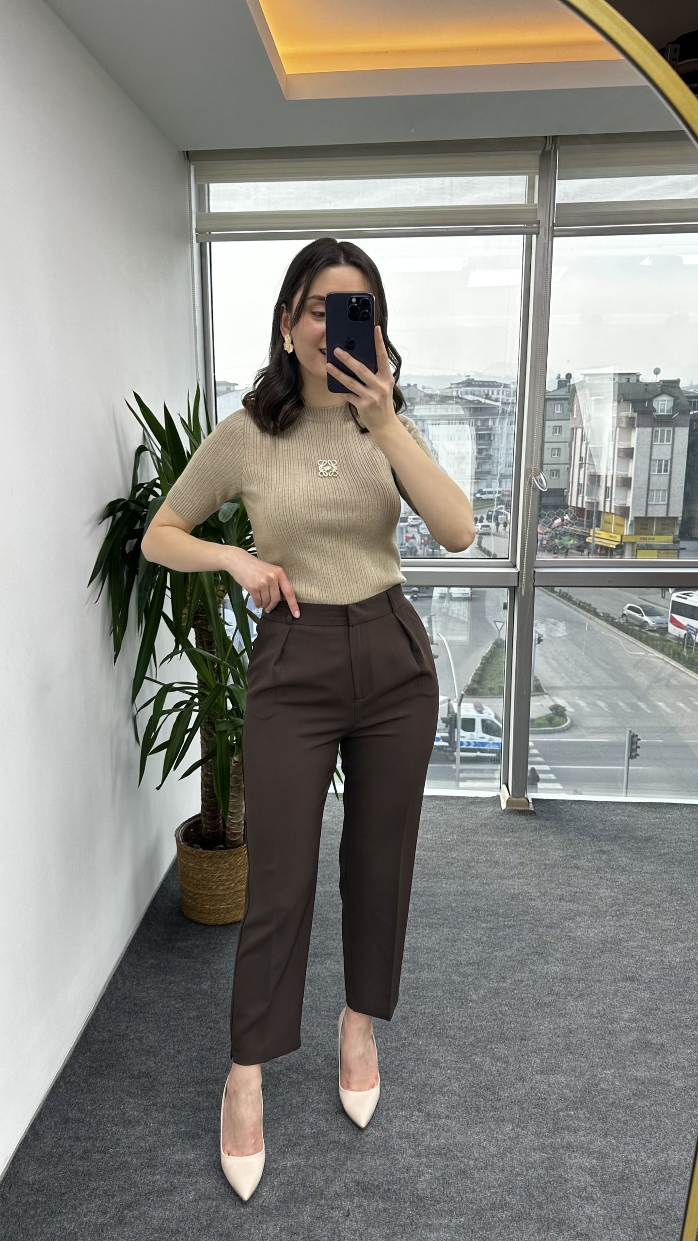 Acı Kahve Linda Kumaş Pantolon - Görsel 3