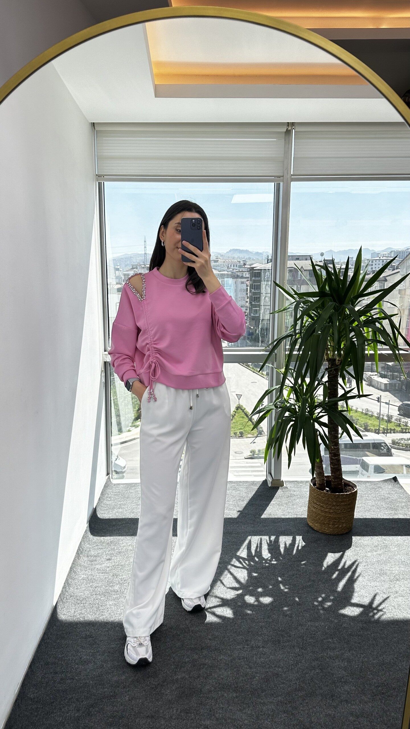 Tasarım Pembe Taşlı Modal Sweat - Görsel 2