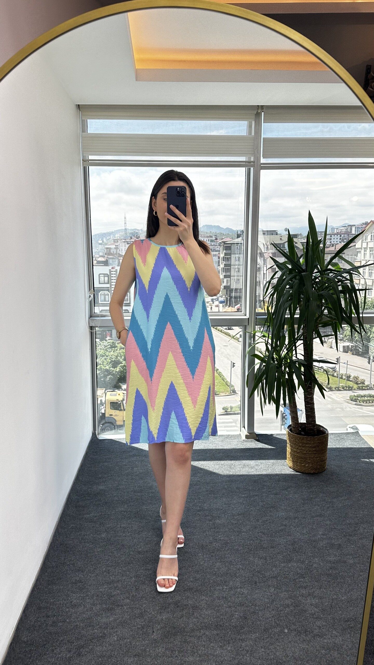 Zigzag Desen Çan Elbise
