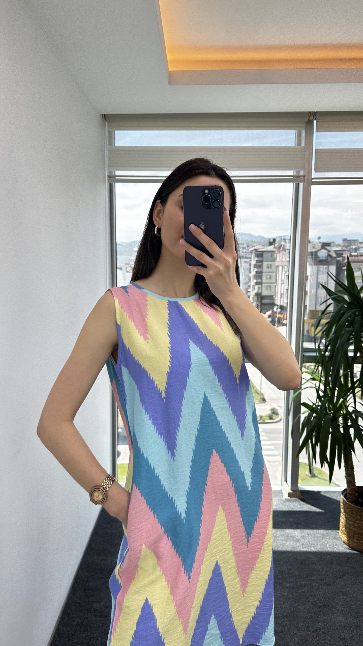 Zigzag Desen Çan Elbise - Görsel 3